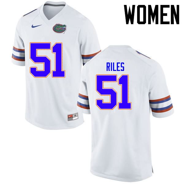 NCAA Florida Gators Antonio Riles Women's #51 Nike White Stitched Authentic College Football Jersey TZY7664PI